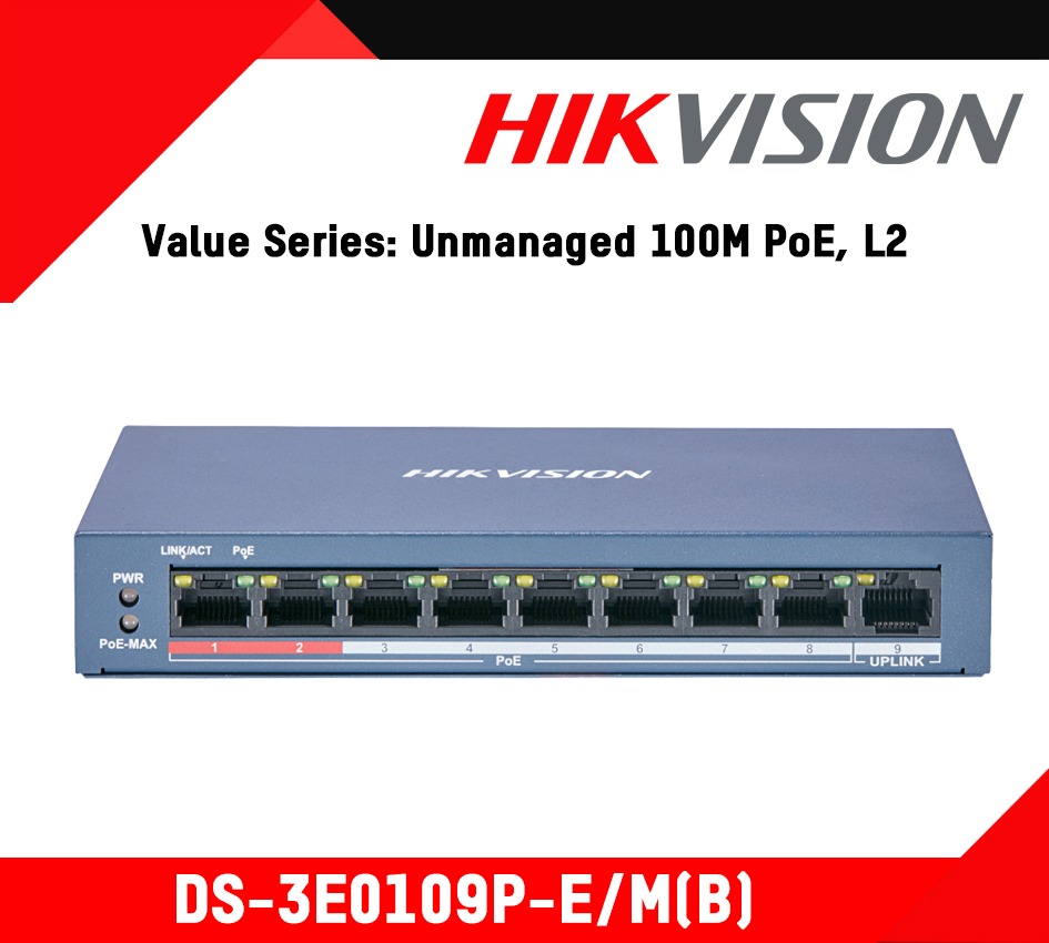 hikvision 8 port fast ethernet unmanaged poe switch