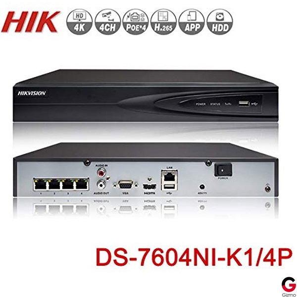 hikvision embedded plug & play 4k nvr 04 ports poe