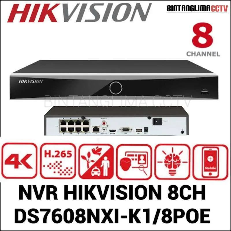 hikvision 8-ch poe 1u k series acusense 4k nvr